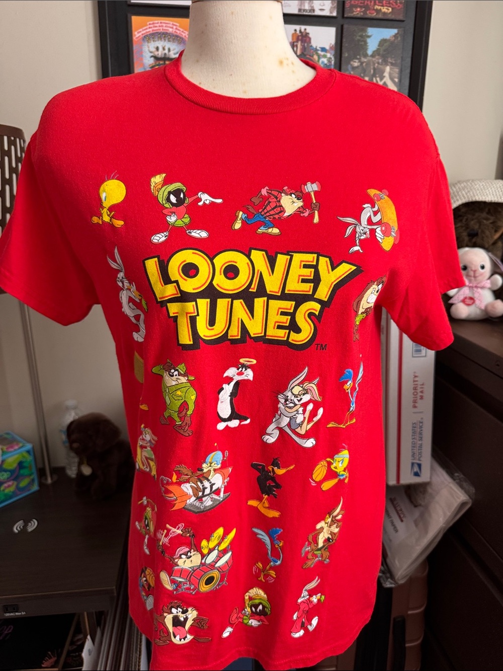 Warner Bros. Looney Tunes Red Tee with Yellow Logo